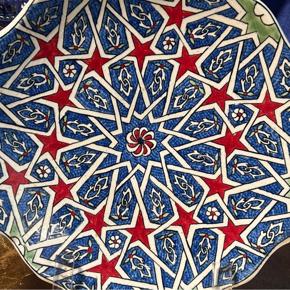 TURKISH IZNIK DESIGN CERAMIC PLATE FROM Istanbul 7” Blue Red and White - Picture 2 of 9
